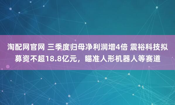 淘配网官网 三季度归母净利润增4倍 震裕科技拟募资不超18.8亿元，瞄准人形机器人等赛道